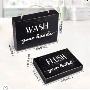 Wooden Rustic Bathroom Decor signs, Set of 2